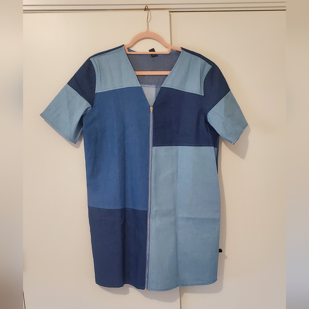 SHEIN Color Block Denim Dress